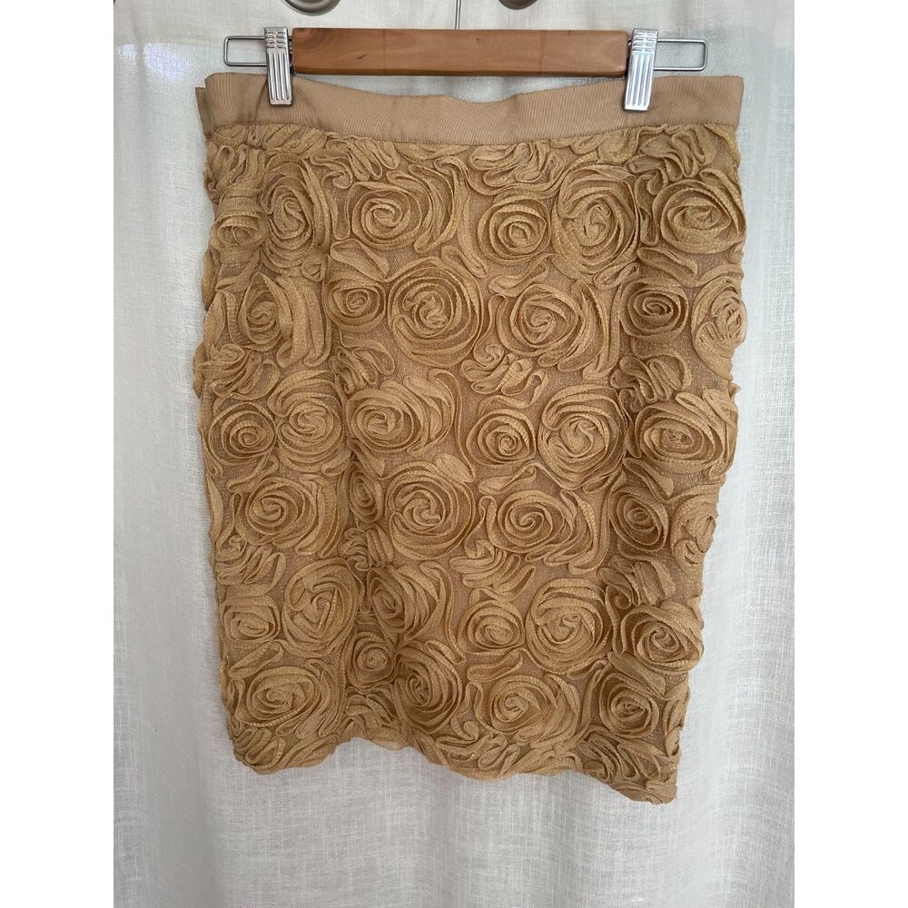 Banana Republic Gold Textured Rosette Skirt Size 6 Maximalist Party EUC - Picture 1 of 6